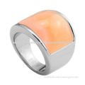 Orange Cat's Eye Fashion Pink Band Ring, Made of 316L Stainless Steel with High Polished